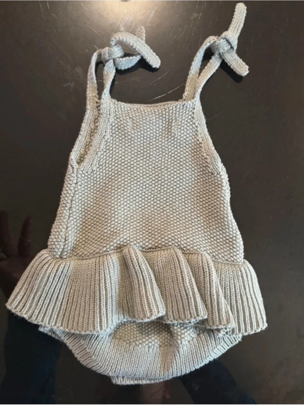 Quincy May green knit romper siz e0-3